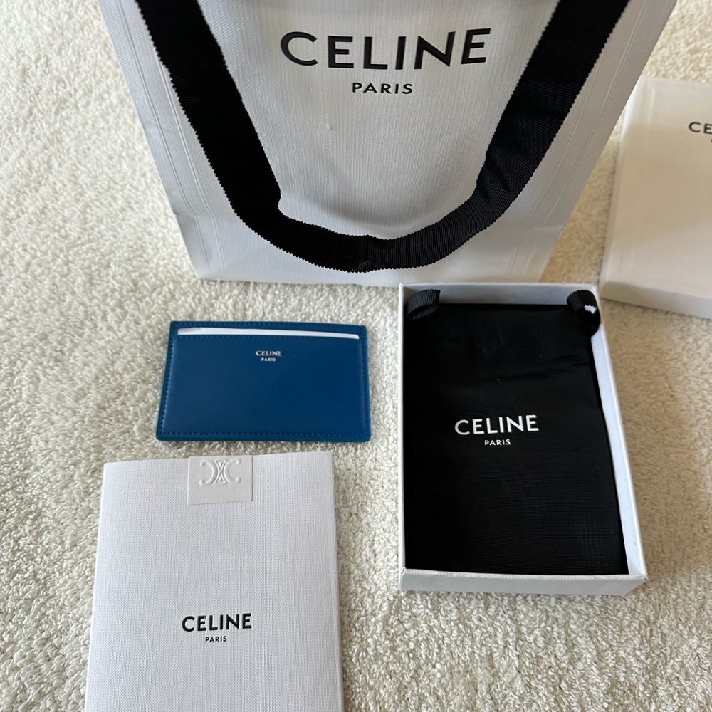 Celine Blue Leather Card Holder - Picture 2 of 4